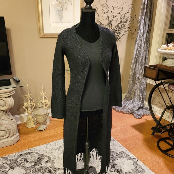Nordstrom Frenchi long sweater fringed duster xs - Picture 12 of 12